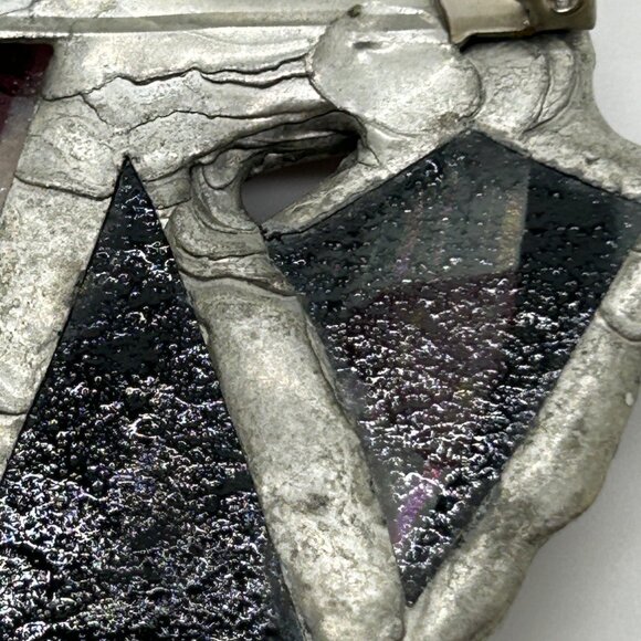 Abstract Modernist Handmade Brooch Stained Glass Brutalist Style Geometric OFAK - Picture 15 of 16